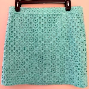 JCrew eyelet mini skirt. Barely worn. Size 8. Bold aqua